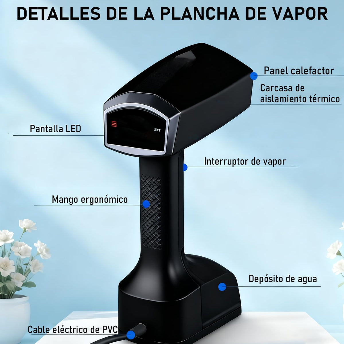 VaporFlex – Plancha de vapor de mano, 3 velocidades